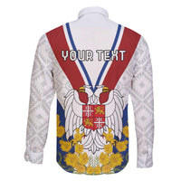 Personalized Serbia and Montenegro National Day Family Matching Off The Shoulder Long Sleeve Dress and Hawaiian Shirt Coat Of Arms Flag Style Since1992