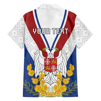 Personalized Serbia and Montenegro National Day Family Matching Off Shoulder Maxi Dress and Hawaiian Shirt Coat Of Arms Flag Style Since1992