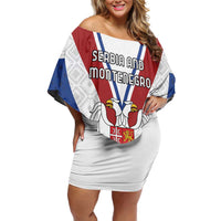 Personalized Serbia and Montenegro National Day Family Matching Off Shoulder Short Dress and Hawaiian Shirt Coat Of Arms Flag Style Since1992