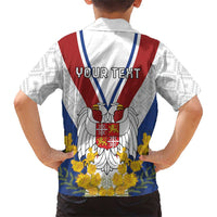 Personalized Serbia and Montenegro National Day Family Matching Short Sleeve Bodycon Dress and Hawaiian Shirt Coat Of Arms Flag Style Since1992