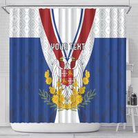 Personalized Serbia and Montenegro National Day Shower Curtain Coat Of Arms Flag Style Since1992