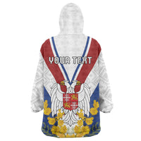 Personalized Serbia and Montenegro National Day Wearable Blanket Hoodie Coat Of Arms Flag Style Since1992