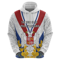 Personalized Serbia and Montenegro National Day Zip Hoodie Coat Of Arms Flag Style Since1992