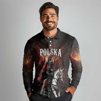 Polish Winged Hussars Long Sleeve Polo Shirt Polska Legendary Cavalry Warrior
