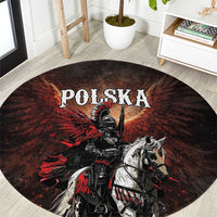 Polish Winged Hussars Round Carpet Polska Legendary Cavalry Warrior