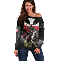 Polish Winged Hussars Off Shoulder Sweater Husaria Poland Pride Knight Armor