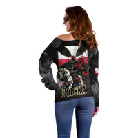 Polish Winged Hussars Off Shoulder Sweater Husaria Poland Pride Knight Armor