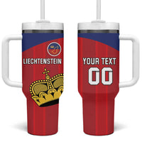 Custom Liechtenstein Football Tumbler With Handle Come On The Blue-Reds