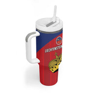 Custom Liechtenstein Football Tumbler With Handle Come On The Blue-Reds