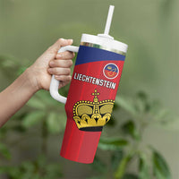 Custom Liechtenstein Football Tumbler With Handle Come On The Blue-Reds