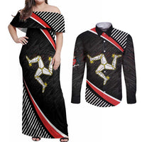 Personalized Isle of Man Couples Matching Off Shoulder Maxi Dress and Long Sleeve Button Shirt Quocunque Jeceris Stabit