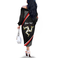 Personalized Isle of Man Family Matching Off The Shoulder Long Sleeve Dress and Hawaiian Shirt Quocunque Jeceris Stabit
