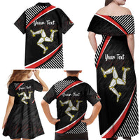 Personalized Isle of Man Family Matching Off Shoulder Maxi Dress and Hawaiian Shirt Quocunque Jeceris Stabit