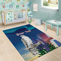 Personalized Iceland National Day Area Rug Gyrfalcon With Lupine Flower