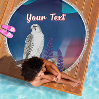 Personalized Iceland National Day Beach Blanket Gyrfalcon With Lupine Flower