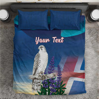 Personalized Iceland National Day Bedding Set Gyrfalcon With Lupine Flower