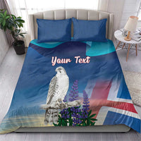 Personalized Iceland National Day Bedding Set Gyrfalcon With Lupine Flower