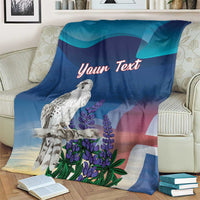 Personalized Iceland National Day Blanket Gyrfalcon With Lupine Flower