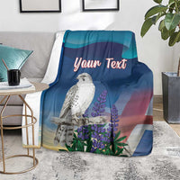 Personalized Iceland National Day Blanket Gyrfalcon With Lupine Flower