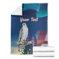 Personalized Iceland National Day Blanket Gyrfalcon With Lupine Flower