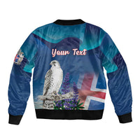 Personalized Iceland National Day Bomber Jacket Gyrfalcon With Lupine Flower