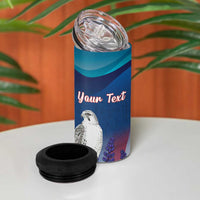 Personalized Iceland National Day 4 in 1 Can Cooler Tumbler Gyrfalcon With Lupine Flower