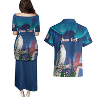 Personalized Iceland National Day Couples Matching Puletasi and Hawaiian Shirt Gyrfalcon With Lupine Flower