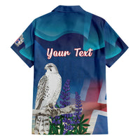 Personalized Iceland National Day Family Matching Tank Maxi Dress and Hawaiian Shirt Gyrfalcon With Lupine Flower