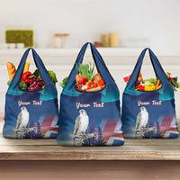 Personalized Iceland National Day Grocery Bag Gyrfalcon With Lupine Flower