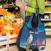 Personalized Iceland National Day Grocery Bag Gyrfalcon With Lupine Flower
