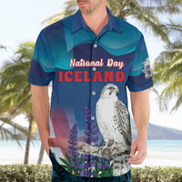 Personalized Iceland National Day Hawaiian Shirt Gyrfalcon With Lupine Flower