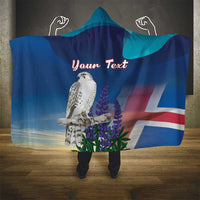 Personalized Iceland National Day Hooded Blanket Gyrfalcon With Lupine Flower