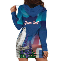 Personalized Iceland National Day Hoodie Dress Gyrfalcon With Lupine Flower