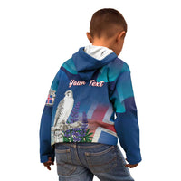 Personalized Iceland National Day Kid Hoodie Gyrfalcon With Lupine Flower