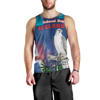 Personalized Iceland National Day Men Tank Top Gyrfalcon With Lupine Flower