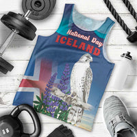 Personalized Iceland National Day Men Tank Top Gyrfalcon With Lupine Flower