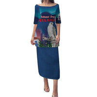 Personalized Iceland National Day Puletasi Gyrfalcon With Lupine Flower