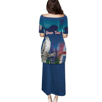 Personalized Iceland National Day Puletasi Gyrfalcon With Lupine Flower