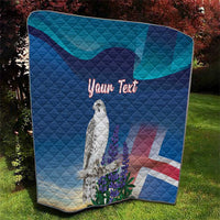 Personalized Iceland National Day Quilt Gyrfalcon With Lupine Flower