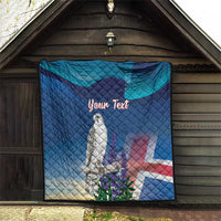 Personalized Iceland National Day Quilt Gyrfalcon With Lupine Flower