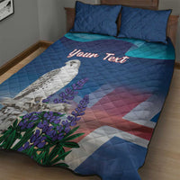 Personalized Iceland National Day Quilt Bed Set Gyrfalcon With Lupine Flower
