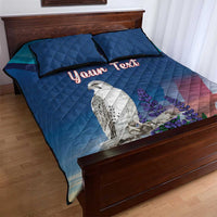 Personalized Iceland National Day Quilt Bed Set Gyrfalcon With Lupine Flower