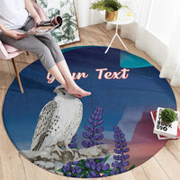 Personalized Iceland National Day Round Carpet Gyrfalcon With Lupine Flower