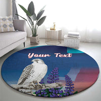 Personalized Iceland National Day Round Carpet Gyrfalcon With Lupine Flower