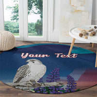 Personalized Iceland National Day Round Carpet Gyrfalcon With Lupine Flower