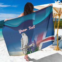 Personalized Iceland National Day Sarong Gyrfalcon With Lupine Flower