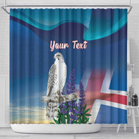 Personalized Iceland National Day Shower Curtain Gyrfalcon With Lupine Flower