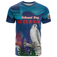 Personalized Iceland National Day T Shirt Gyrfalcon With Lupine Flower