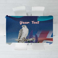 Personalized Iceland National Day Tablecloth Gyrfalcon With Lupine Flower
