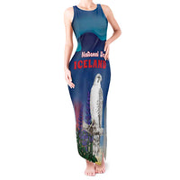 Personalized Iceland National Day Tank Maxi Dress Gyrfalcon With Lupine Flower